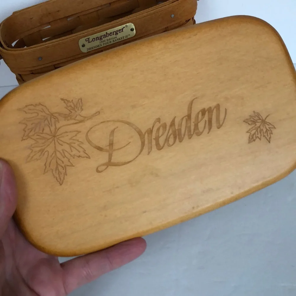 Longaberger 1996 Edition Dresden Tour Basket With Plastic Insert And Wood Lid